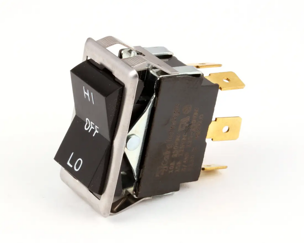 Blodgett 6503 SWITCH; ROCKER; DPDT; BLACK, 6T (HI / OFF / LOW).